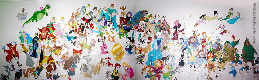 Character mural at the Walt Disney Story film Magic Kingdom