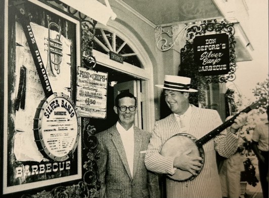 Don and Verne DeFore outside Disneyland's Silver Banjo Barbeque.