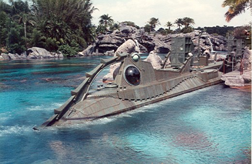 20,000 Leagues Under the Sea sub leaving dock